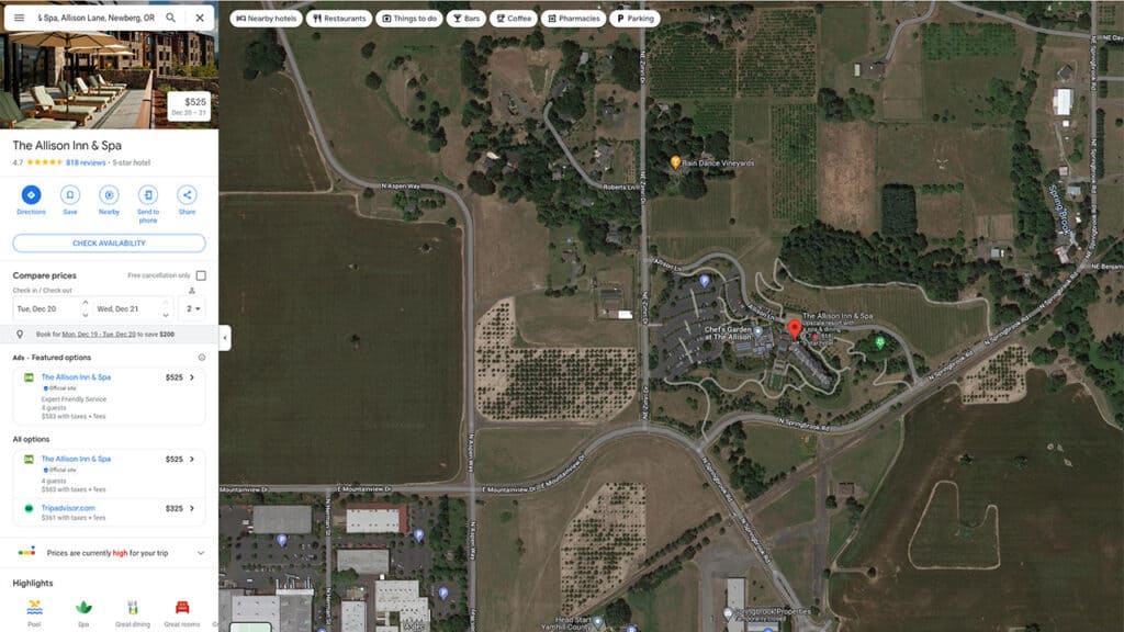 The Allison Inn And Spa Google Listings