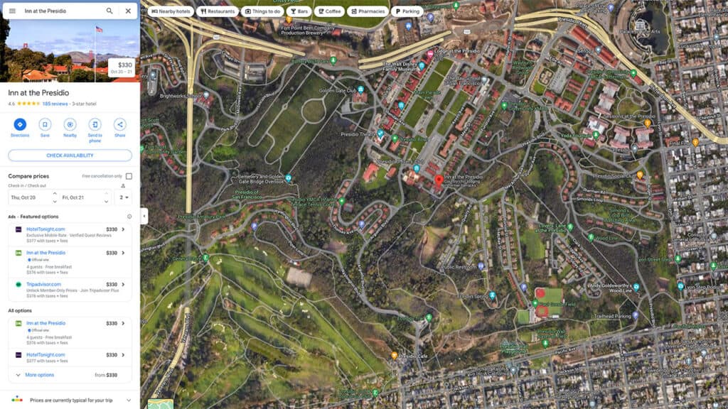 Inn at the Presidio Google Listing