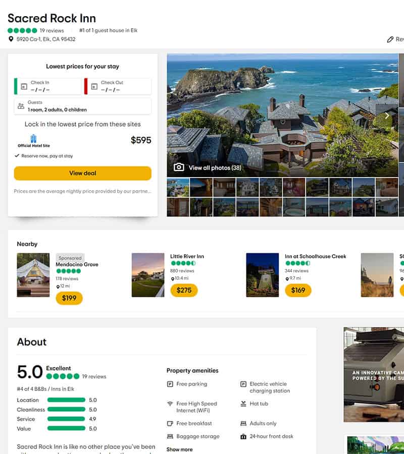 Sacred Rock Inn TripAdvisor Listing