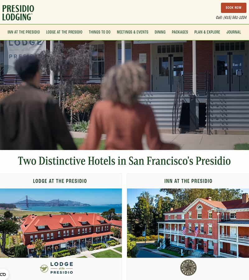 Presidio Lodging Website Example