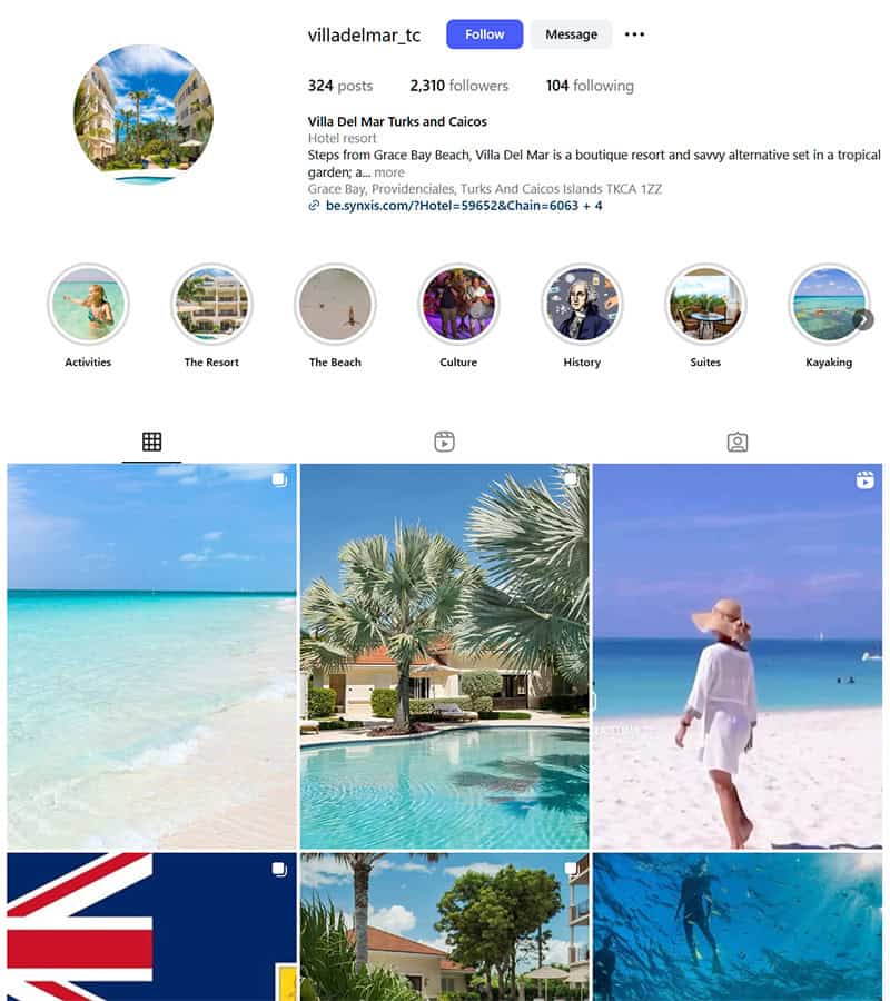Villa del Mar Resort Instagram Channel